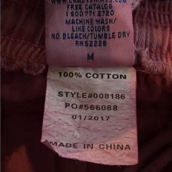 Crazy Shirts new PANTS CRANBERRY DYED Cotton Hawaii Island UNISEX 34”LONG 50 SPF - Picture 13 of 14